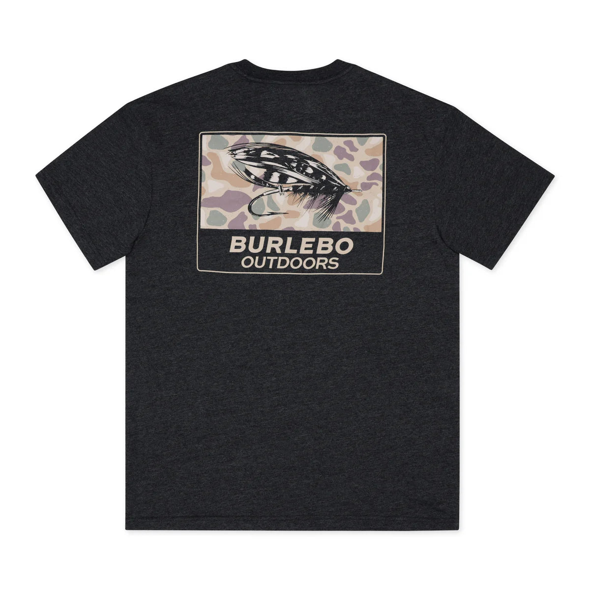 Burlebo Short Sleeve Tee Camo Big Fly - Heather Black